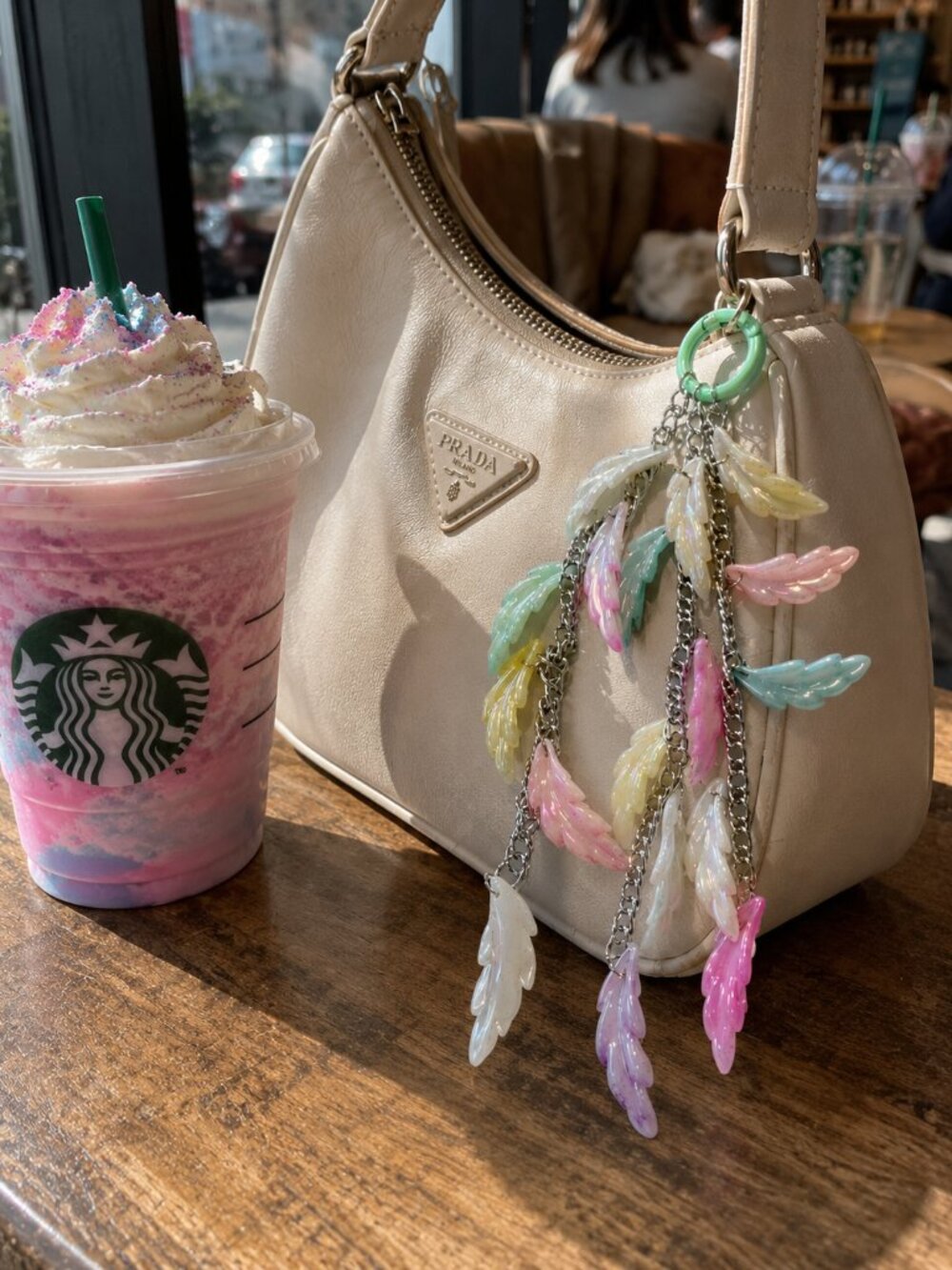 Iridescent Pastel Feather Bag Charm